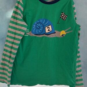 Mini Boden Green and Blue Snail Long Sleeve Tee